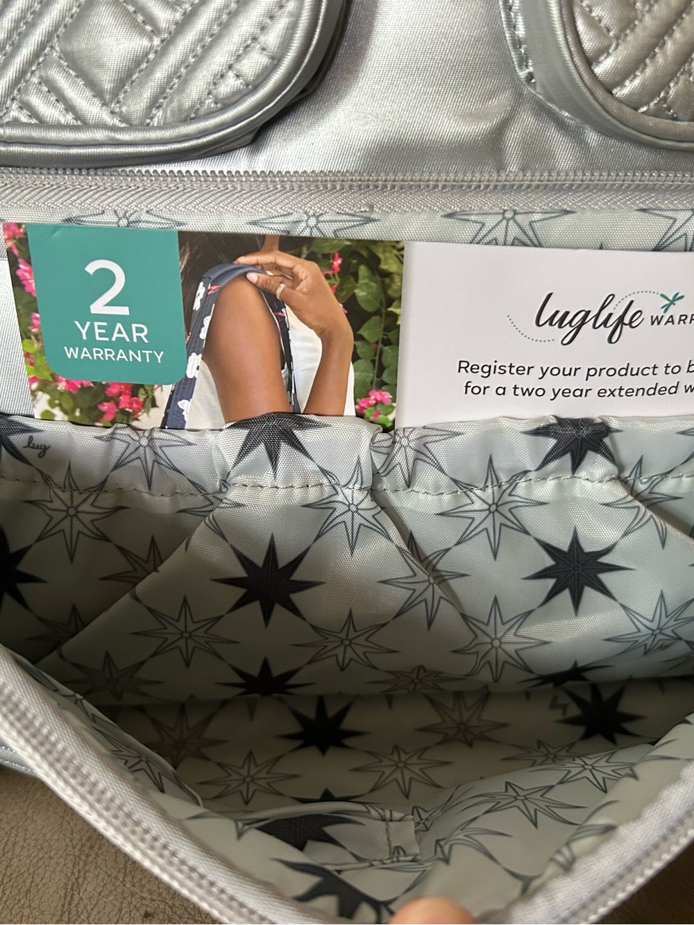 Lug Puddle Jumper LE Convertible Tote Metallic Silver Charm NEW FINAL PRICE DROP - Picture 3 of 12